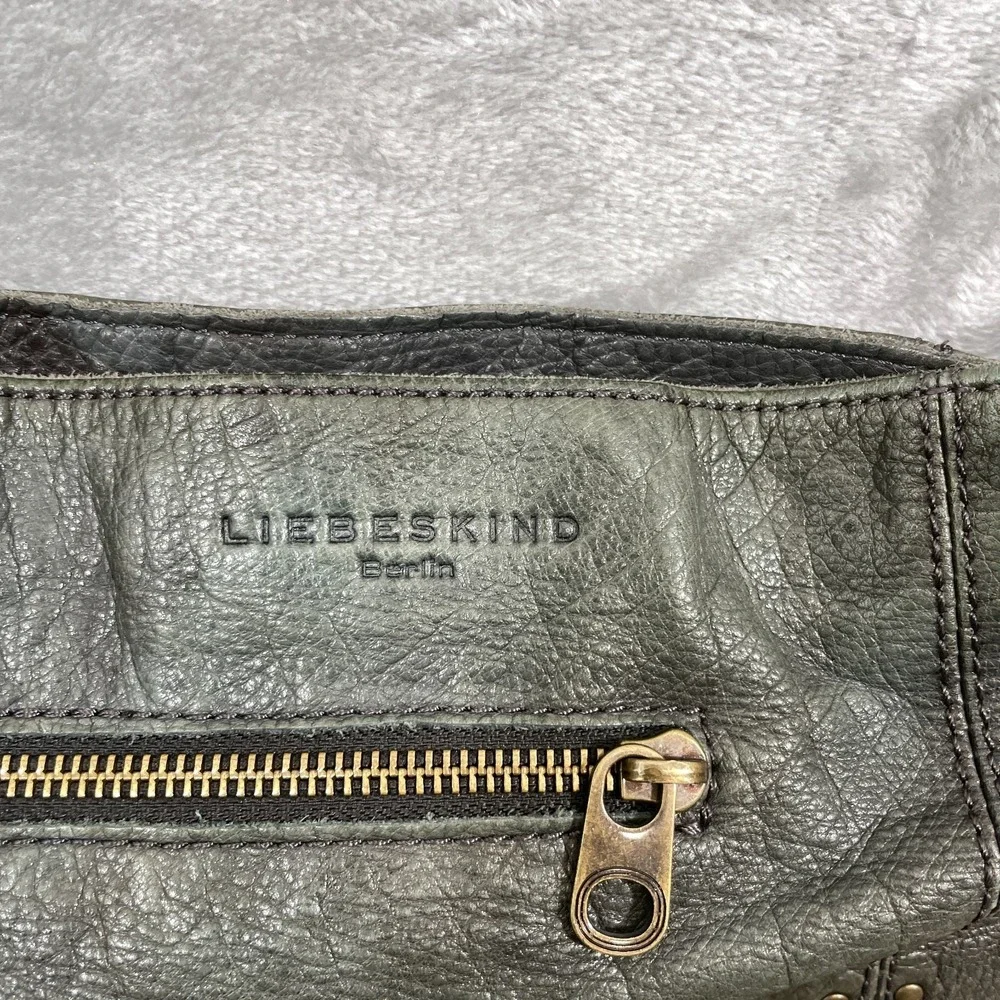 Liebeskind Berlin Double Esther Leather Green Satchel Purse Crossbody Bag